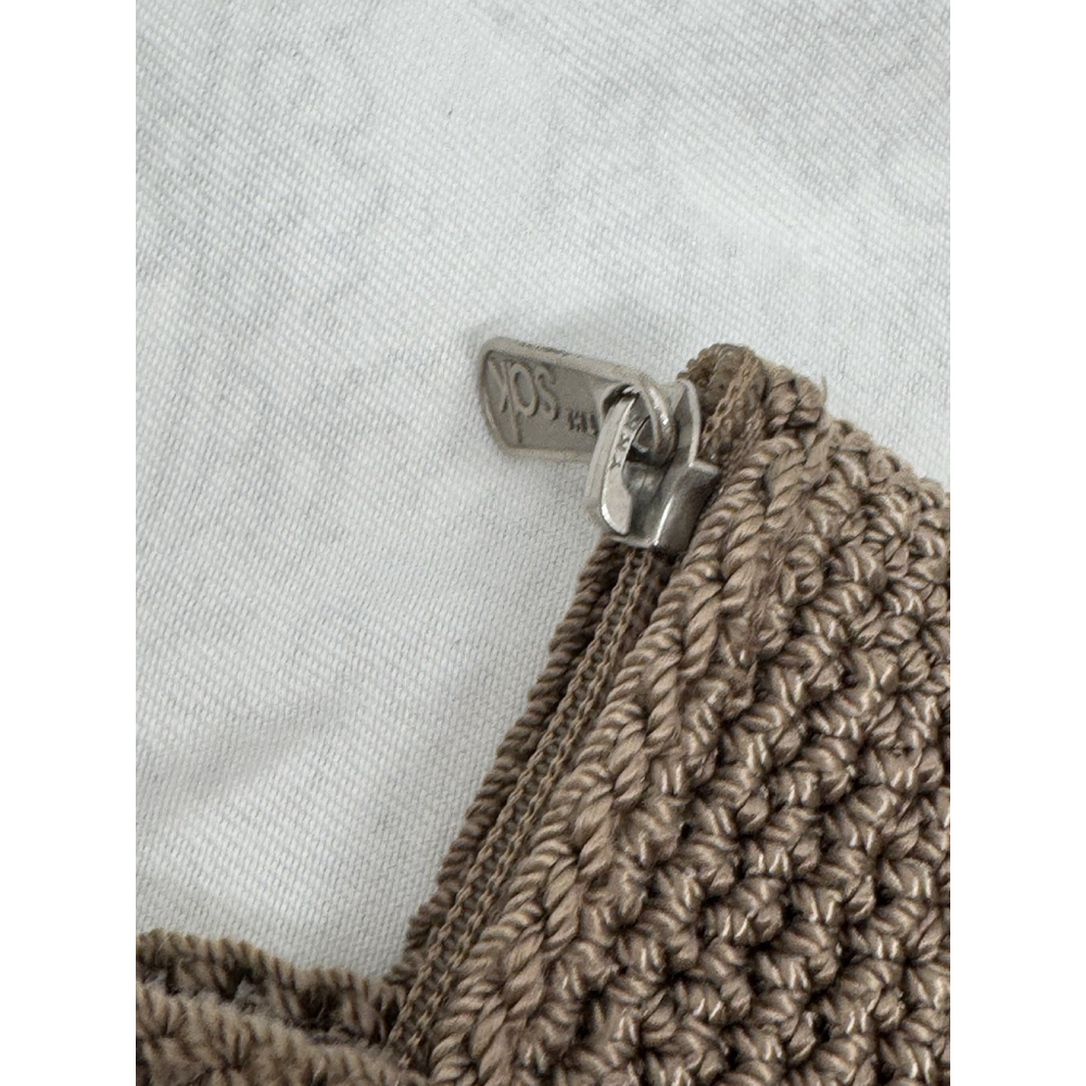 THE SAK Purse Shoulder Bag Taupe Crochet Hobo Double Strap Logo Boho - Picture 8 of 13